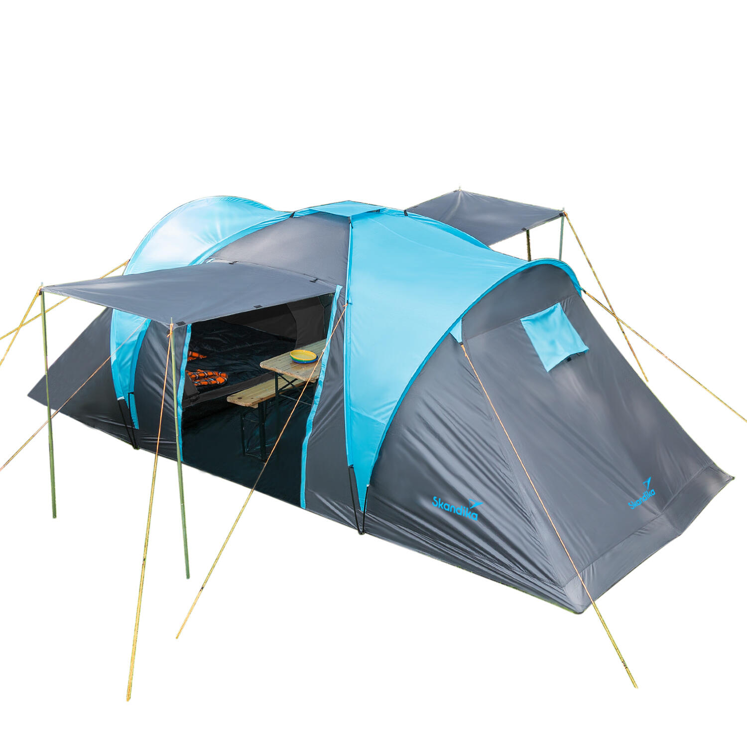 4-persoons-koepeltent-033cux-1.jpg Koepeltent Hammerfest 4 4 persoons campingtent 2 slaapcabines zonnescherm - Afbeelding 1