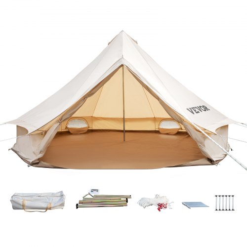 canvastent-864mpj-1.jpg VEVOR 3m Bell Tent Outdoor Glamping Canvas Tent Katoenen Tipi Tent voor Kamperen Waterdicht voor Familie Kamperen Buiten Jagen voor Alle Seizoenen | VEVOR NL - Afbeelding 1