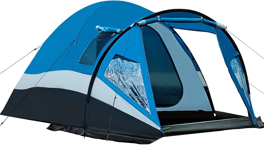 hoge-tent-436pas-1.jpg Portal Tent voor 4 personen, hoogte 180 cm, hoge koepeltent XXL met | Zijdeur en venster, 3 4 seizoenen, 3000 mm, waterdicht, voor camping, outdoor, ... - Afbeelding 1
