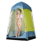 VEVOR 1 kamer douchetent, toilettent (1397x1397x2184 mm) omkleedtent incl. haringen, touwen, draagtas en stalen stok, gemaakt van 200D Oxford stof ...