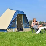 Ingerichte piramidetent op camping Nieuw Formerum | Tent in Formerum nu boeken via VVV Terschelling VVV Terschelling
