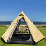 Tipi Tent voor 4 personen Indianentent voor Kamperen Piramidetent met tentstang 4 seizoenen campingtent 3000 mm waterkolom voor outdoor camping wandelen trekking (Khaki) : Amazon.nl: Sport & outdoor