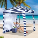 Zonwering met afneembare zijwand, draagbare strandtent met draagtas, outdoor schaduw voor strand, camping, picknick, 183 x 183 cm ZB33277