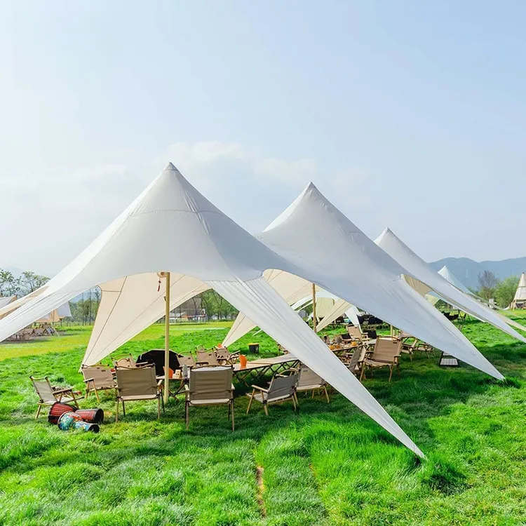 schaduw-tent-999vun.webp Aangepaste Sterren Schaduw Tent Gazebo Drie Pieken Zon en Regen Bescherming Buiten Groot Exquis Camping Tent Tarp Tentzeil - Afbeelding 1