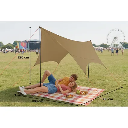 schaduwdoek-tent-227yzy.webp Cuhoc Tarp Shelter 300x300x220 Cm Waterdicht & Lichtgewicht Schaduwdoek - Afbeelding 1