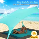 Familie Strand Zonnescherm 2M * 2.1M Groot Gebied Lichtgewicht Zon Schaduw Tent Met Zandzak UPF50 + Uv Grote draagbare Strand Luifel AliExpress 18