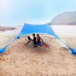 Strandtent, zonwering met zandanker, draagbaar zonnedak, schaduwtent, strandschelptent, zonnescherm, UV schut voor strand, picknick, vissen, camping, ...