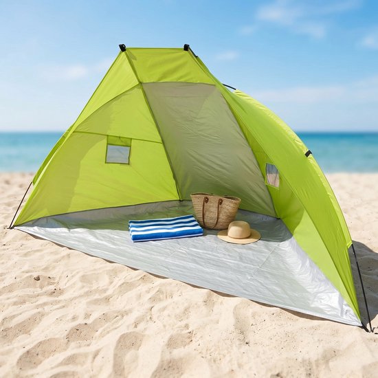 schaduwtent-strand-651hyj-1.jpg Cheqo® Strandtent Beach Shelter Beachshelter Windscherm Strand Zonnescherm... | bol - Afbeelding 1