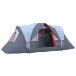 Outsunny Tent 6 Persoons Tunneltent Waterdichte 5 6 Personen, Grijs | Aosom.nl