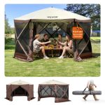 VEVOR Pop Up Gazebo Tent, Pop Up Tent met 6 zijdige luifel, zonnescherm met 6 verwijderbare privacy windschermen en gaasramen, 3,5 x 3,5 m, snel op te ...