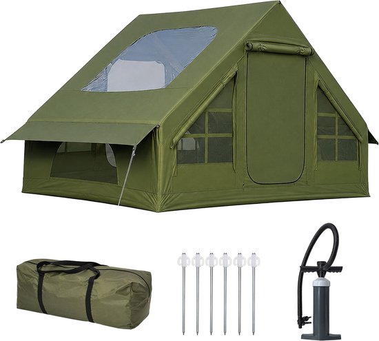 tent-stahoogte-711dgc-1.jpg Kampeertent groen 300x200x210 cm stahoogte | bol - Afbeelding 1
