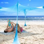 SUN NINJA Mini strandtent UPF50+ halfschaduw zonnescherm en draagtas camping of strand draagbare pop up paraplu alternatief eenvoudige ...