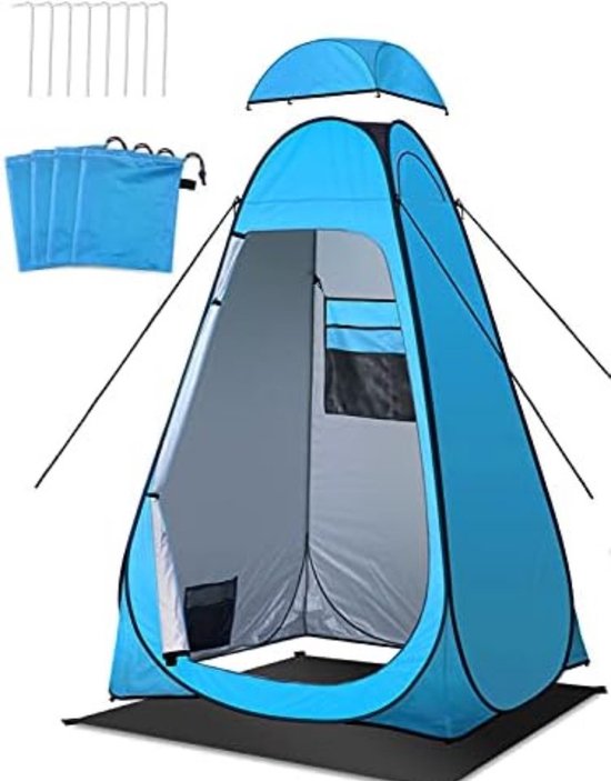 toilettent-062byp-1.jpg Douchetent Omkleedtent Wc tent Toilettent Camping 120x120x195cm Blauw | bol - Afbeelding 1