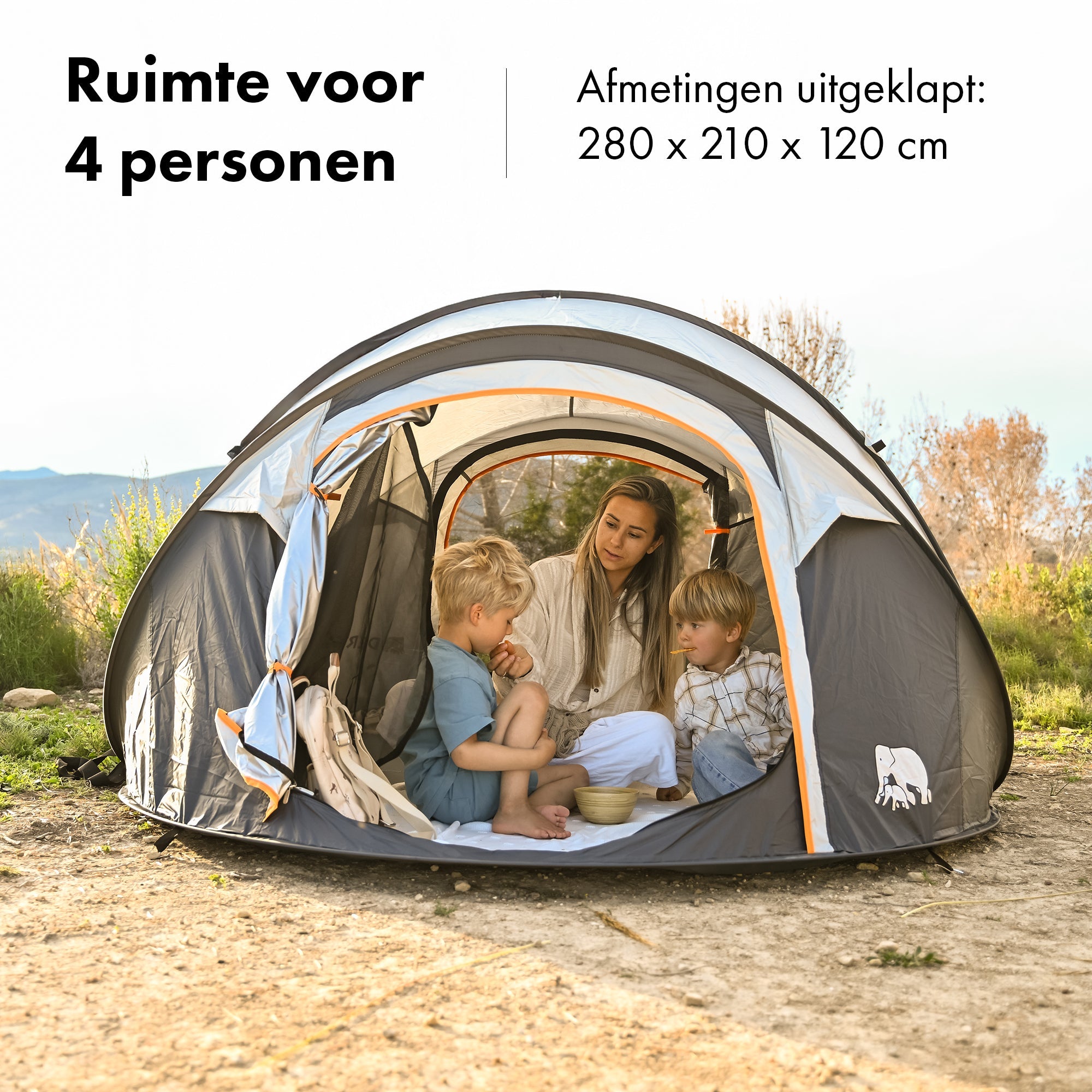uitklap-tent-263lrk-1.jpg Pop Up Luxe Tent 2000MM waterkolom Cream 4 Persoons - Afbeelding 1