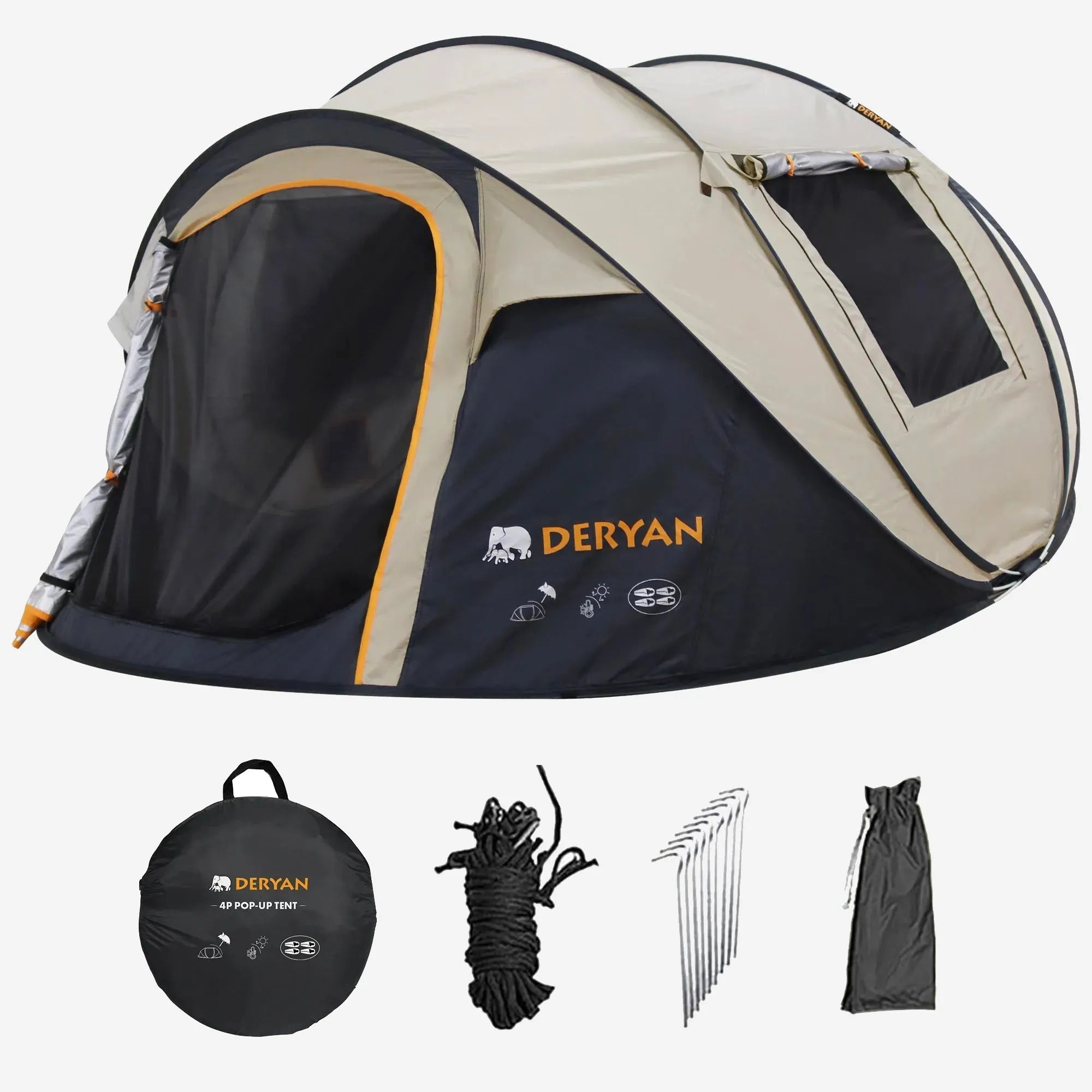 uitklap-tent-593cct-1.jpg Luxe Pop Up Tent 5000MM waterkolom Beige 4 Persoons - Afbeelding 1