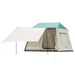 Waterdichte tent Familietent 4 personen grote tent met luifel en beugels van roestvrij staal geïntegreerde dakkoepel voor outdoor picknick wandelen camping tent 2,4 x 2,1 x 1,85 m : Amazon.nl: Sport & outdoor